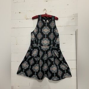 Wesc Black Skater Dress with Multicolor Medallion Print